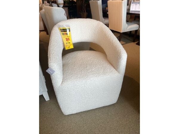 Bassett Aries Castered Dining Chair in Shearling Clearance barrel chair