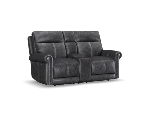 Flexsteel Alexander Power Reclining Loveseat with Console, Power Headrest & Lumbar Living Room Flexsteel