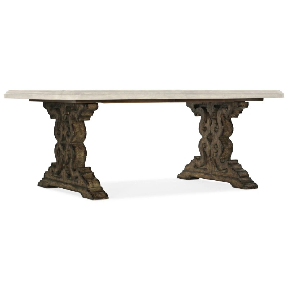 La Grange Le Vieux 86in Double Pedestal Table with 2-18in Leaves Dining Tables Brown 21