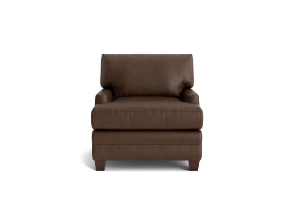 Bassett Carolina Leather Track Arm Accent Chair Chairs Bassett