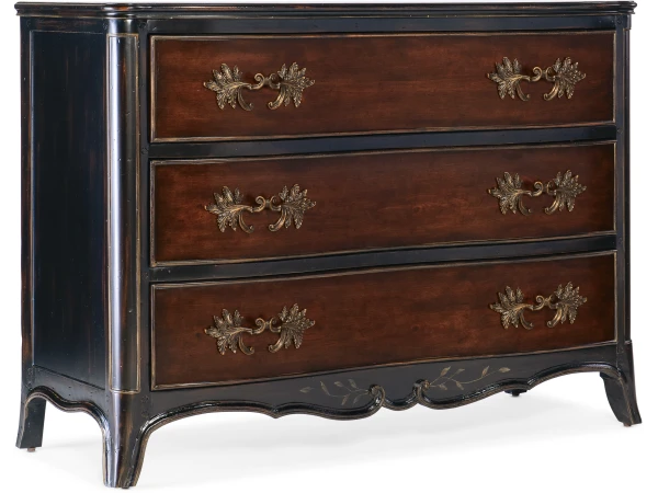 Hooker Furniture Charleston Three-Drawer Accent Chest in Dark Wood Accent Furniture Accent Chest