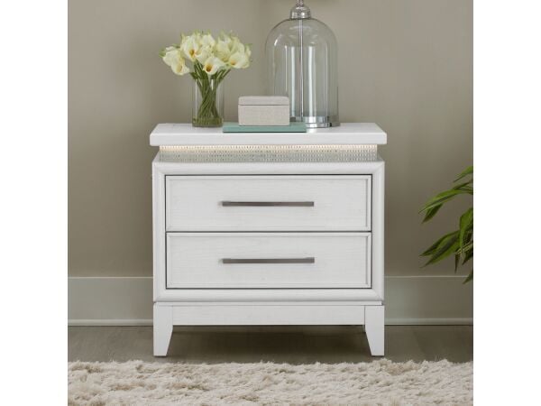 Liberty Reflections Nightstand w/ Lights and Charging Station Nightstands bedroom furniture