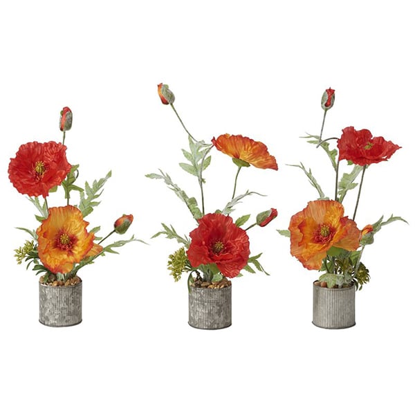 DW Silks Red and Orange Poppies – Set of 3