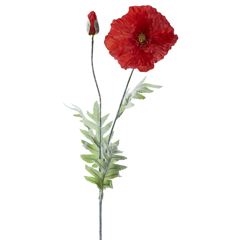 DW Silks Red Poppy Stem