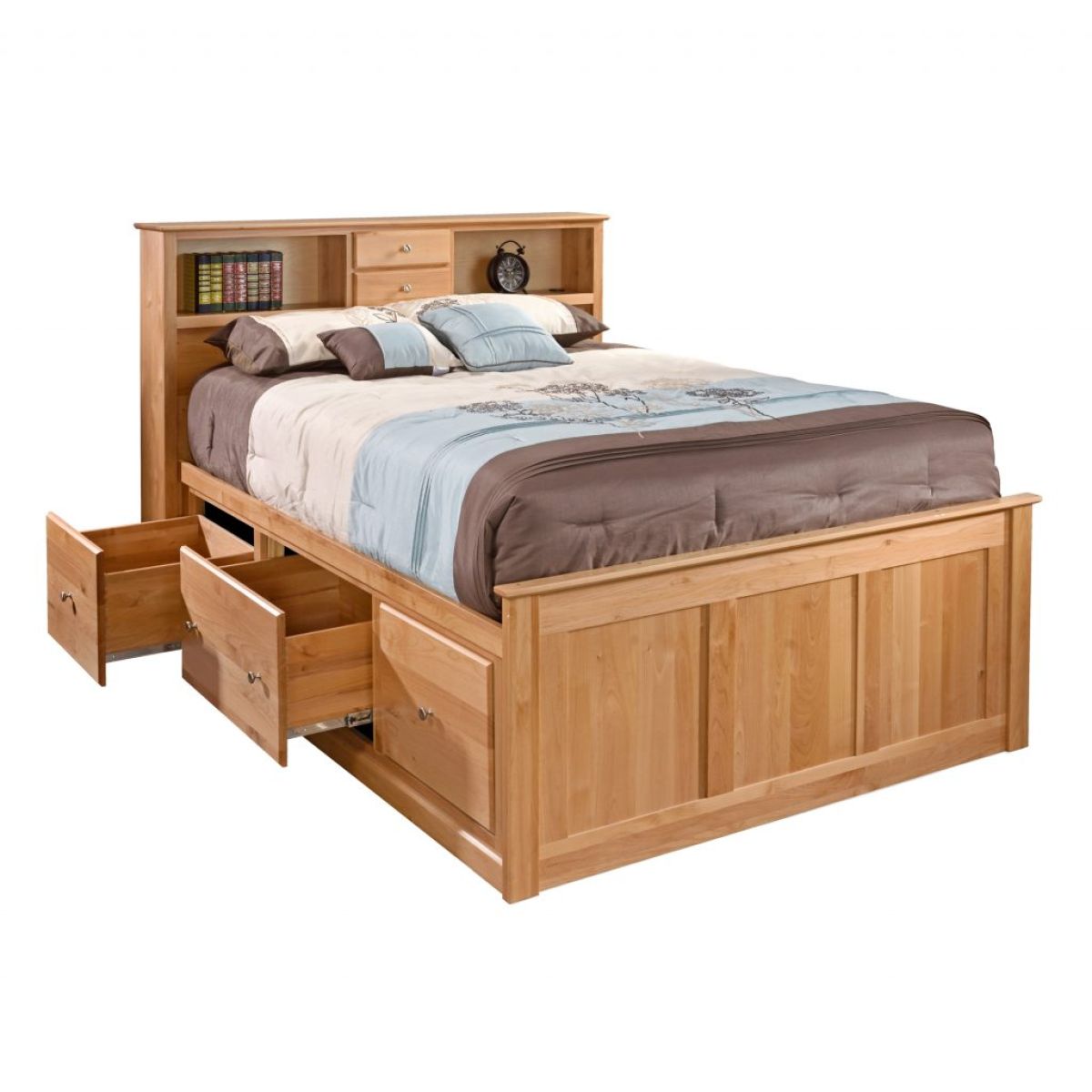 04d7963f2aebe37daf8729b921682a09 Storage Beds Chest Bed - Tall 3 Drawer - Tallwith3DeepDrawersandBookcaseHeadboard - Image 1