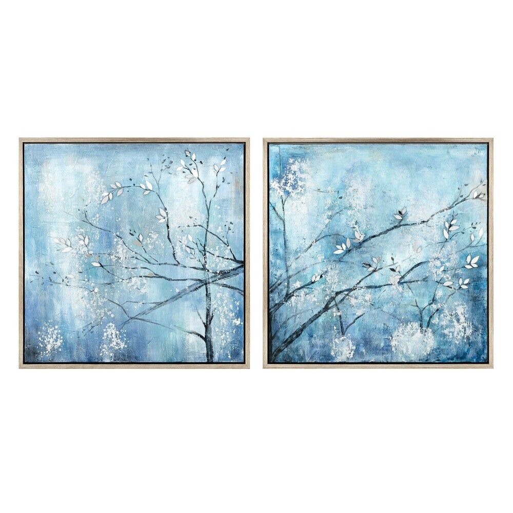 IMAX-Home-A0214903-Winterset-Two-Piece-32_-x-32_-Pinewood-Framed-Oil-Painting-Set-on-Canvas Winterset Framed Oil Painting - Set of Two - Image 1