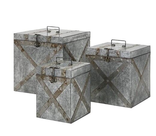 Screenshot 2026-09-30 122346 Parry Galvanized Trunks - Set of Three - Image 1